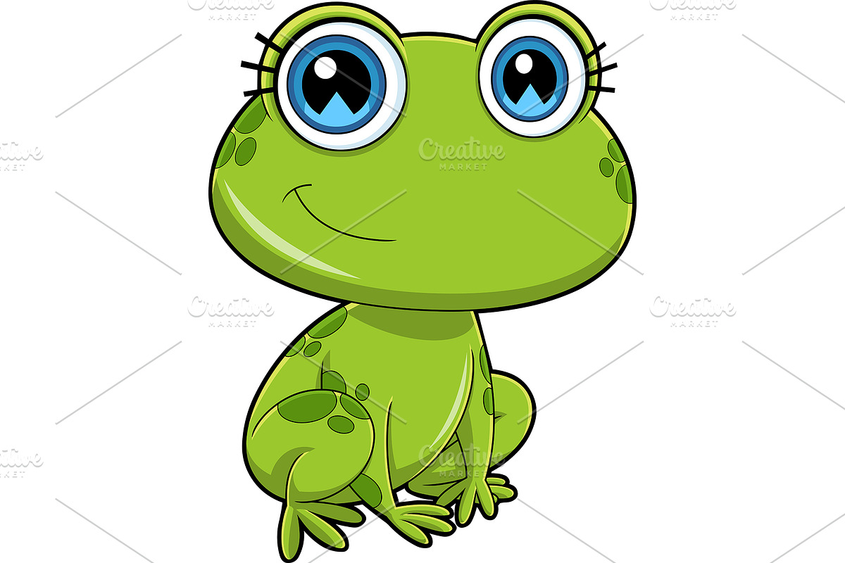 Cute Green Frog Cartoon Character, an Illustration by HitToon