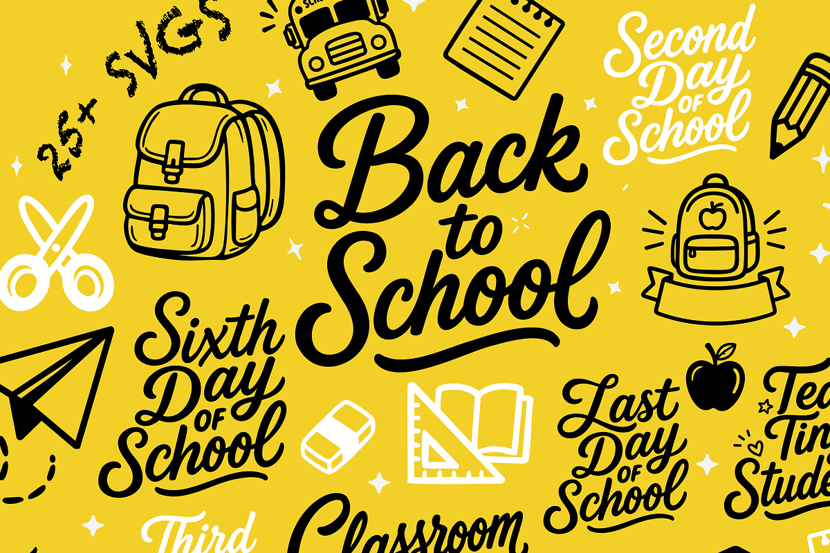 25 Back to School Icons & typo SVG, an Outline Icon by Dollcee (Photo 1 of 2)