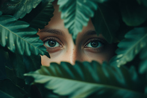 Woman's captivating eyes peek, a Person Photo by MistyDay