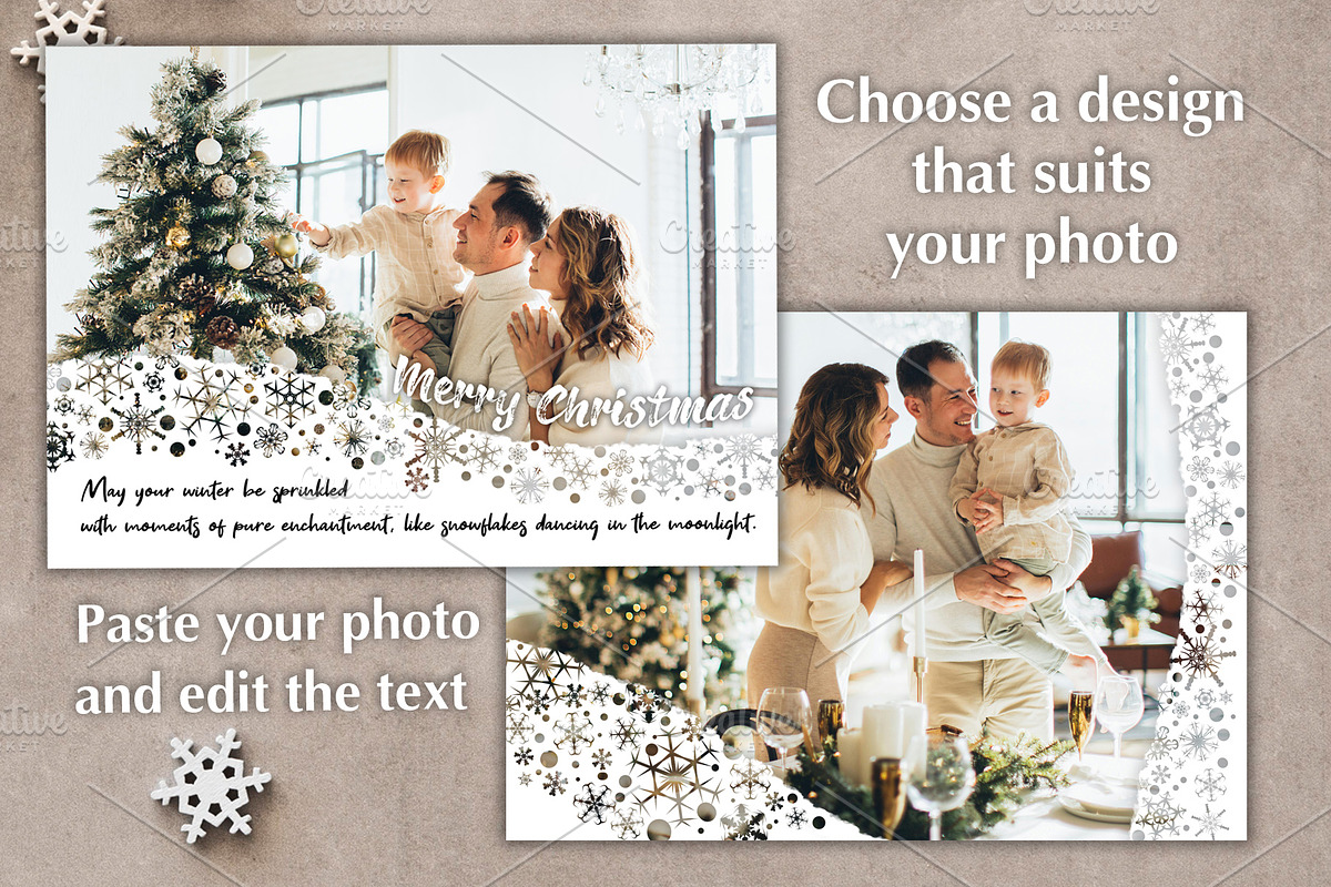 Snowflakes Photo Cards Template PSD, a Card Template by PSD templates and Photos (Photo 3 of 6)