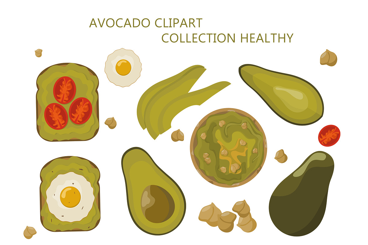 Avocado Clipart Collection Healthy, a Food Illustration by Vaniuta_Art (Photo 1 of 3)