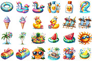 Colorful Pool Party Clipart, an Illustration by Sublimation Artist (Thumbnail 2 of 6)
