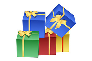 Gift Boxes with Ribbon Bow, a Decorative Illustration by Ghagra