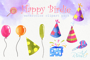 Birthday Watercolor Clipart Birds