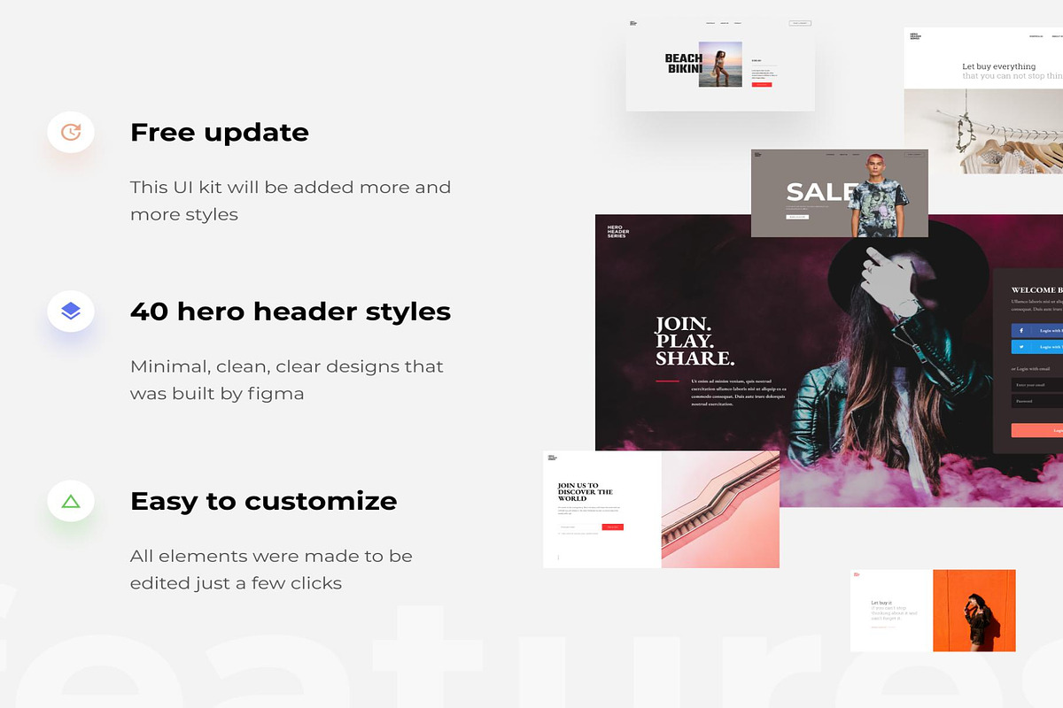 40 Hero Headers for your website, an UI Kit Template by Lumina_ui_ux202 (Photo 2 of 6)