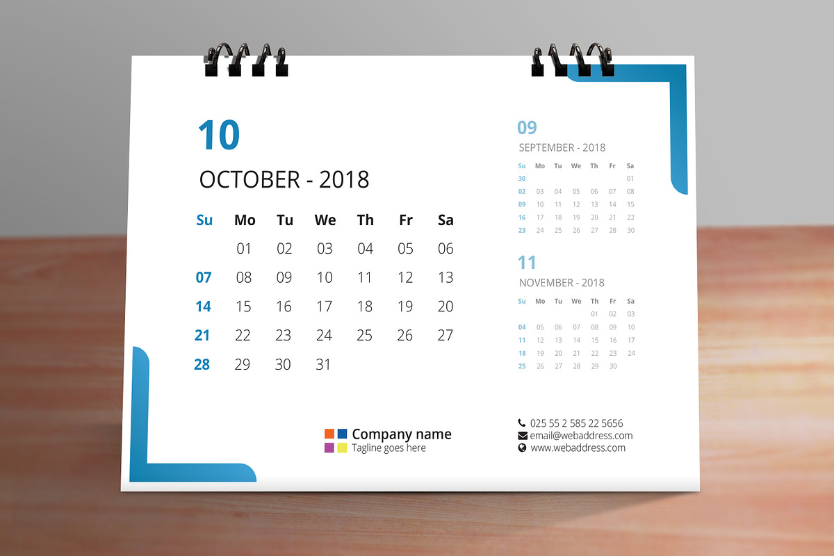 Desk Calendar 2018_V4, a Stationery Template by graphicbox (Photo 6 of 7)