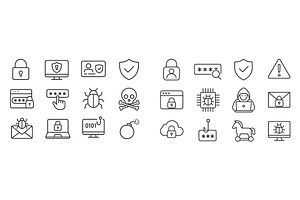 Collection of cybersecurity icons, a Technology Illustration by ZinetroN