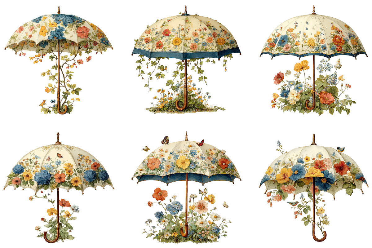 Floral Umbrella Clipart, an Illustration by CraftArtStudio (Photo 5 of 6)