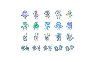 number character cute icons hand, an Object Illustration by pikepicture