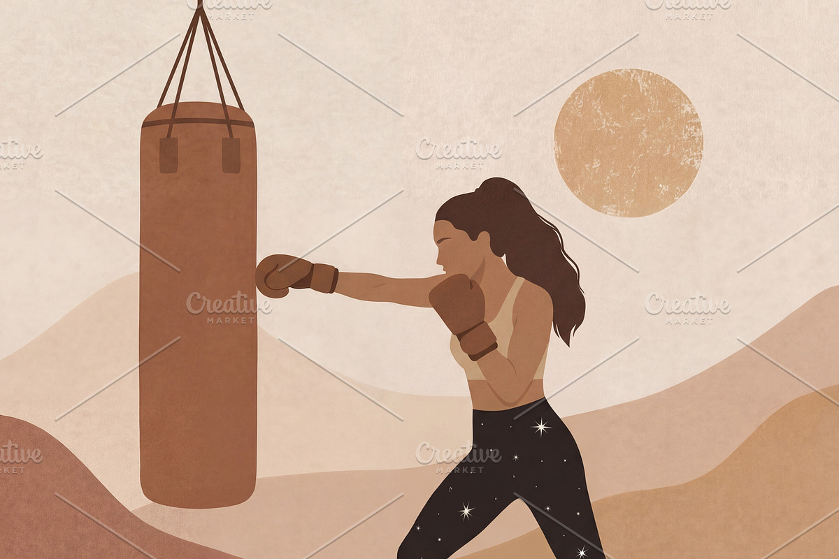 Boho Minimalist Illustration Boxe, a Sport Illustration by Virgo Studio