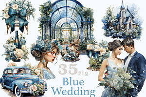 Blue Wedding Clipart Bundle, a Person Illustration by GlamArtZhanna