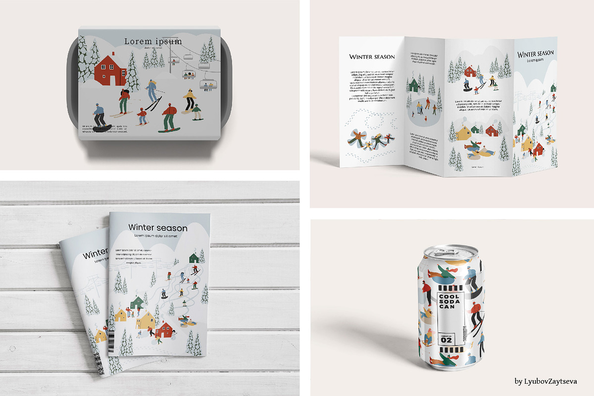 winter activities illustrations, an Object Graphic by LyubovZaytseva (Photo 5 of 8)