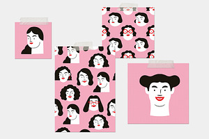 Pink Heads Patterns And Elements