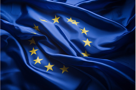 European union flag flowing with, a Business Photo by Ylivdesign
