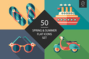 50 Spring and summer flat icons set, an Icon by Yury Velikanov (Thumbnail 1 of 3)