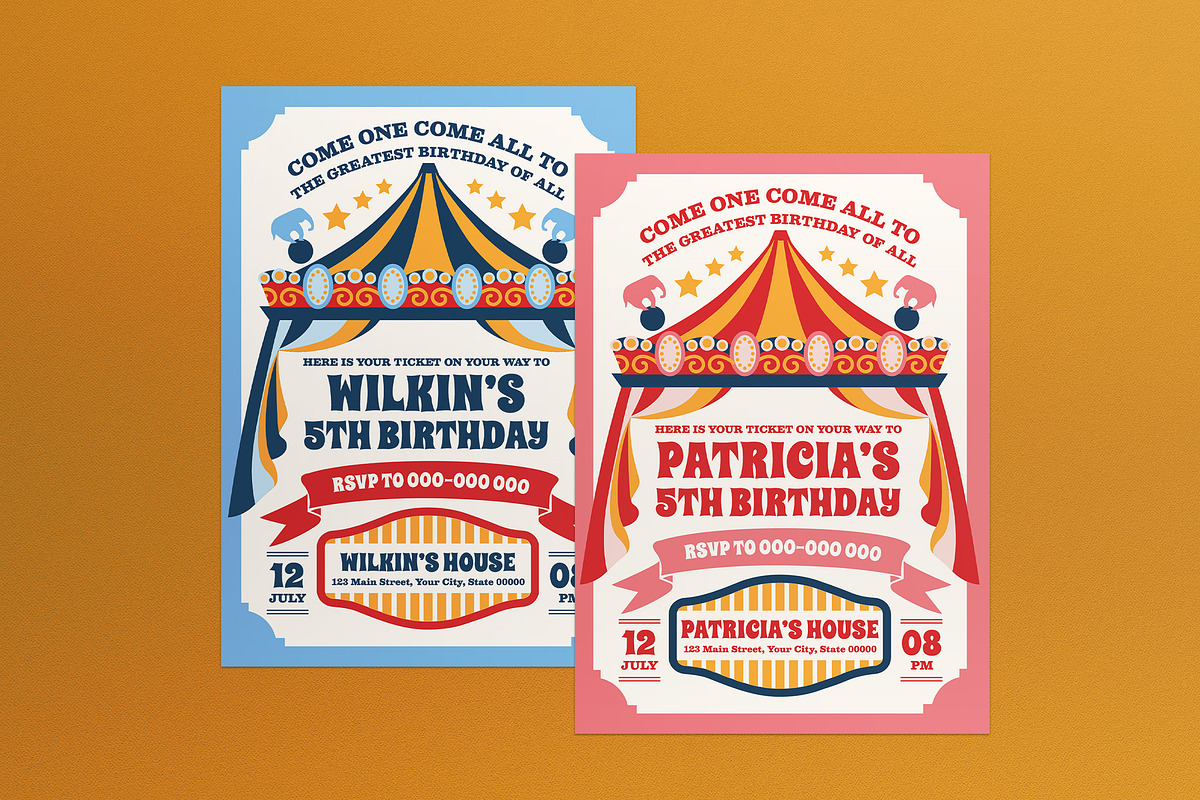 Circus Birthday Invitation, an Invitation Template by graphicook (Photo 1 of 3)