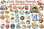 Cute Sleepy Animals Clipart Png Bund, an Illustration by Sublimation Artist (Thumbnail 1 of 6)