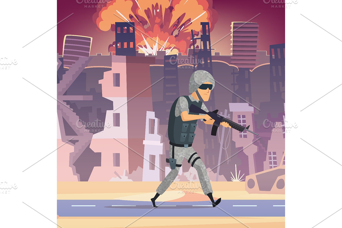 Soldier walking through war torn, a Wallpaper Graphic by Onyx (Photo 1 of 3)