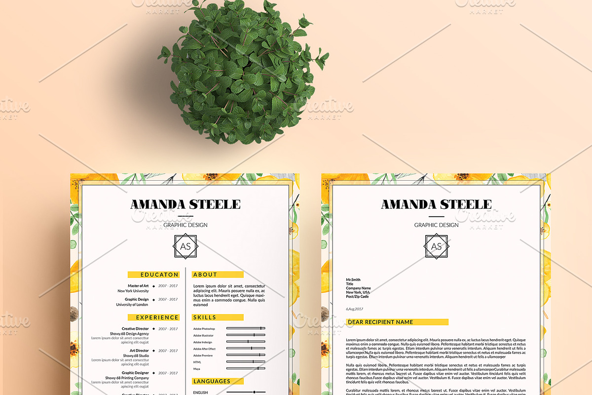 Floral CV / Resume Template / N, a Resume Template by Showy68 Template (Photo 4 of 5)