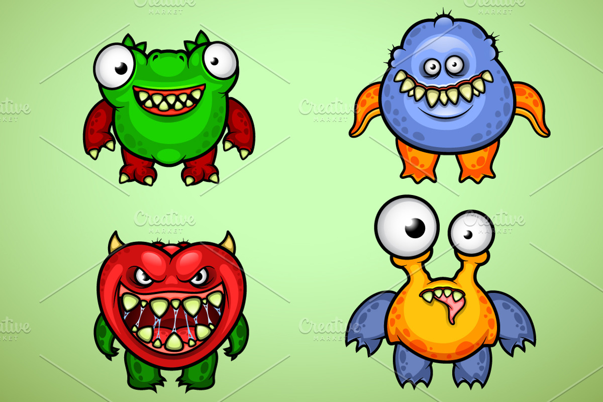 Set of Four Funny Monsters, an Illustration by yuanden graphics (Photo 4 of 5)