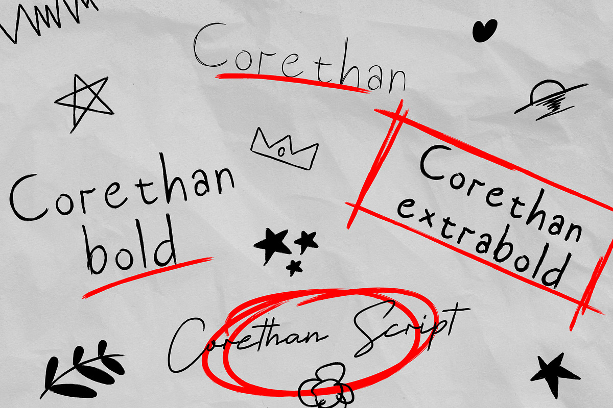 Corethan Font | 4 Fonts + Dingbats, a Handwritten Font by Jadatype.id (Photo 2 of 12)