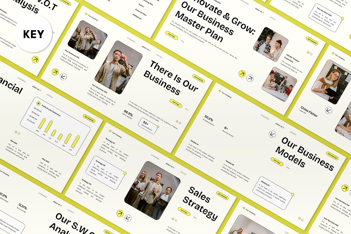 Yellow Modern Business Plan Keynote, a Presentation Template by graphicook