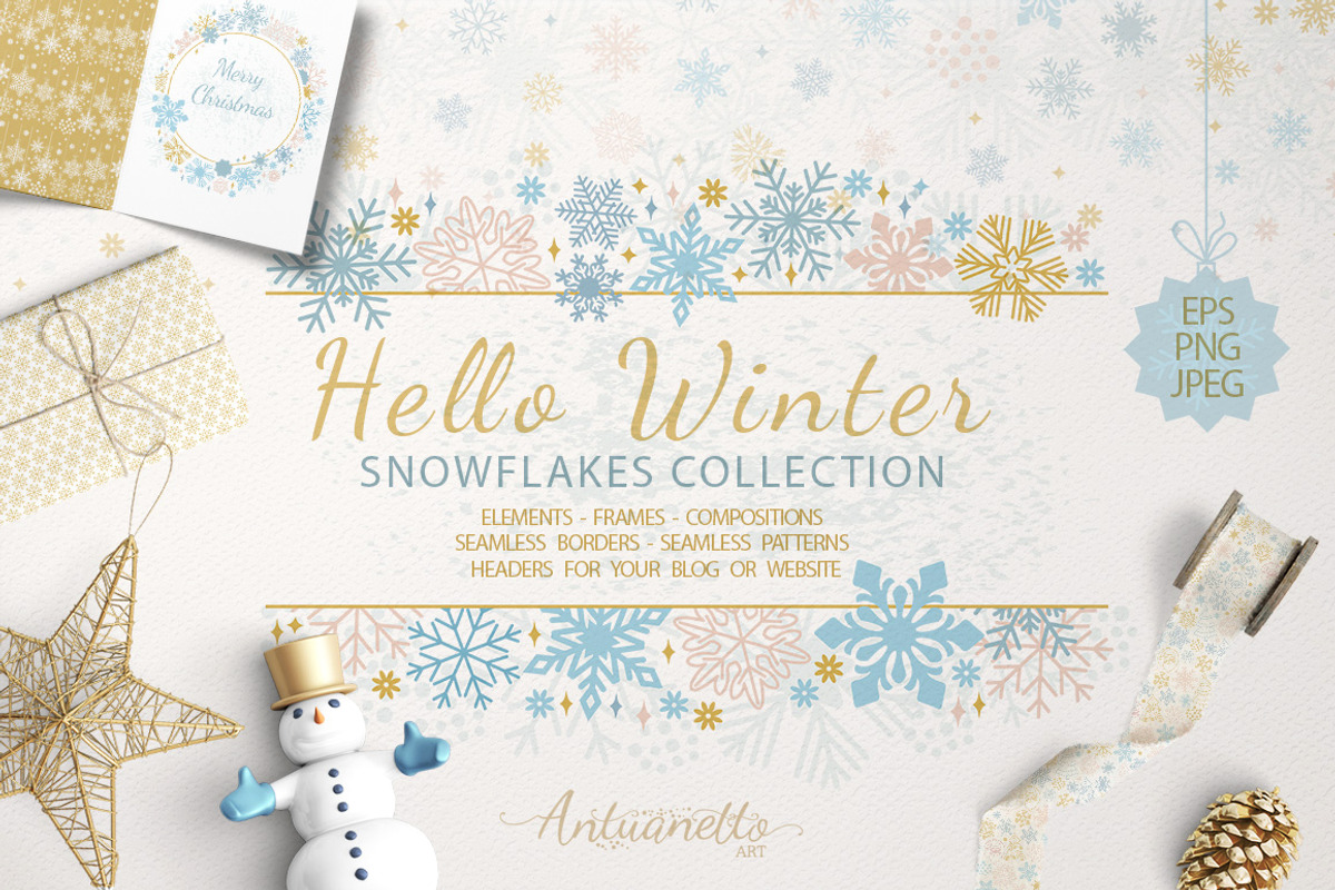 Sparkling snowflakes collection, a Seasonal Illustration by antuanetto (Photo 1 of 16)