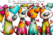 Quirky Valentine Dogs Clipart, an Animal Illustration by Black Bird Studio (Thumbnail 1 of 6)