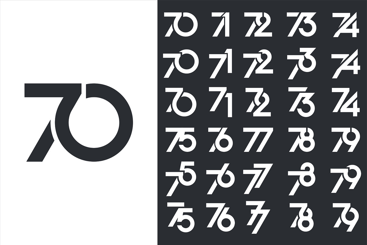 creative number 70 to 79 logo design, a Branding & Logo Template by BARONSTD (Photo 1 of 3)