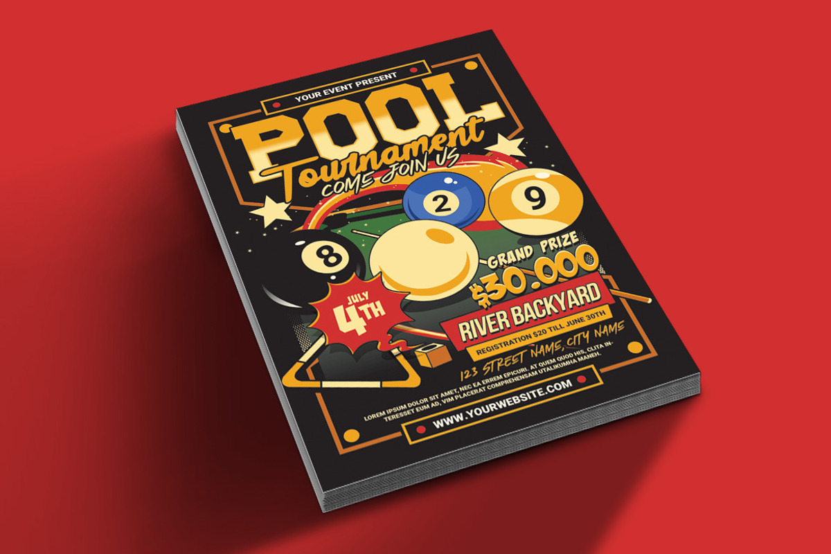 Billiard Tournament Flyer Template, a Flyer Template by Muhamad Iqbal hidayat (Photo 2 of 4)