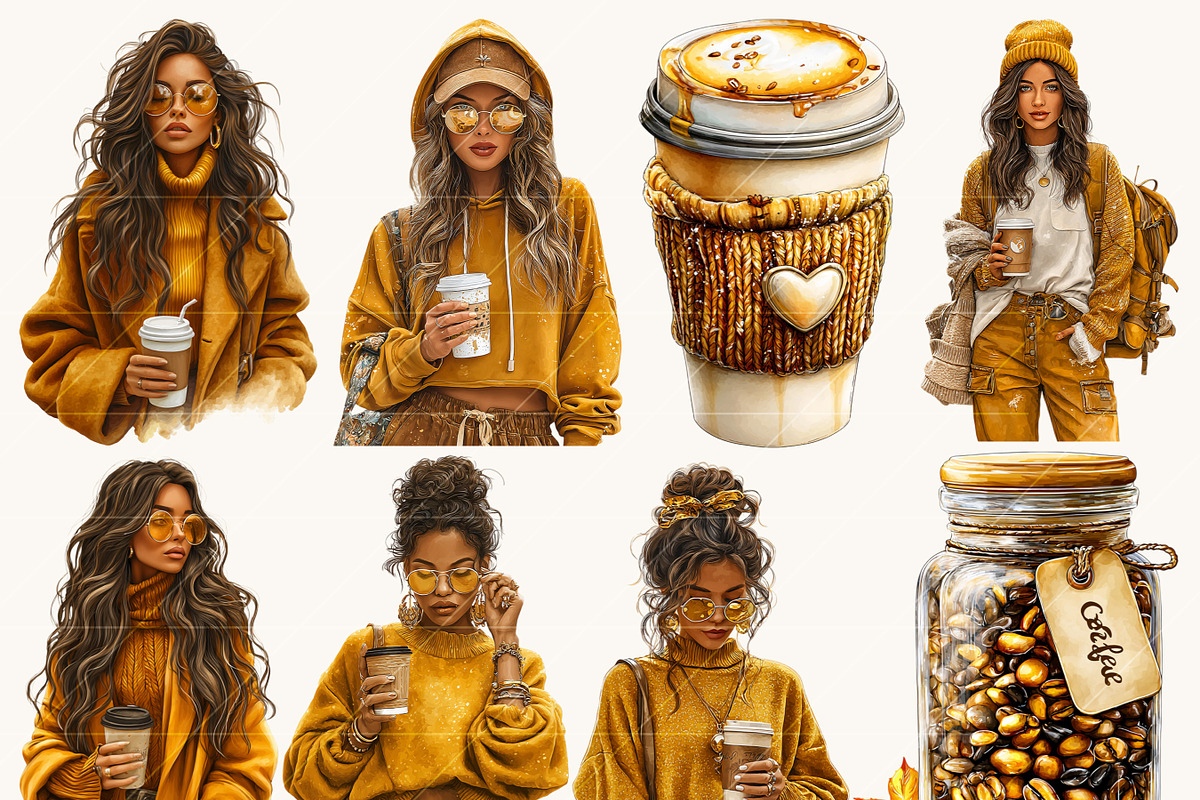 Watercolor Coffee Clipart Bundle, an Object Illustration by BusyDaydesign (Photo 4 of 9)