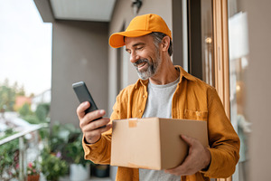 Capturing a gift delivery at the front door, a Person Photo by AlyaAnd