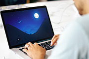 Night landscape. Flat design, an Illustration by Librebird (Thumbnail 2 of 2)
