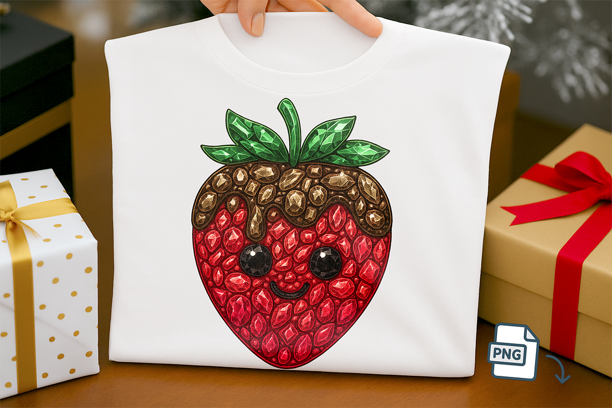 Faux Rhinestone Strawberry PNG