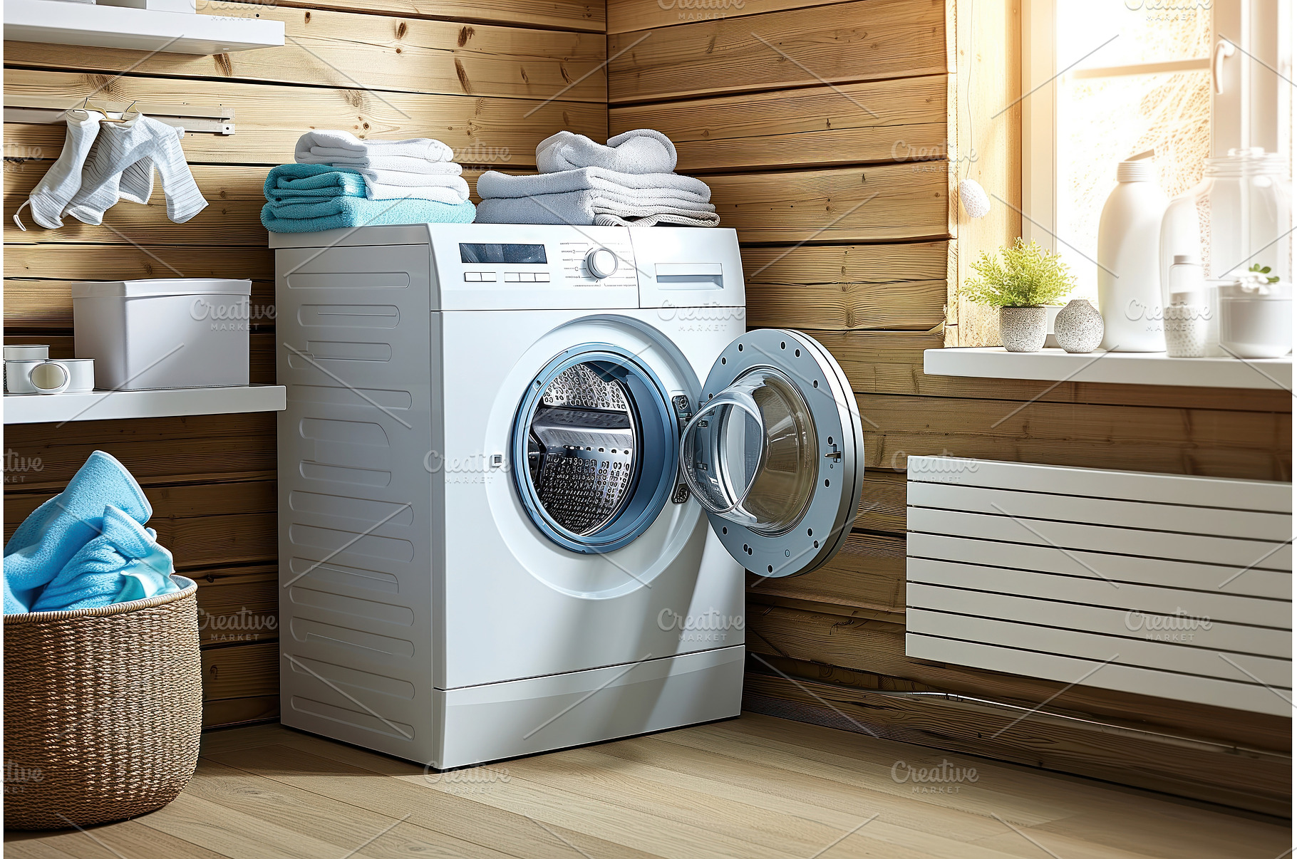 Modern laundry room displays washer, an Architecture Photo by Ungvar Studio