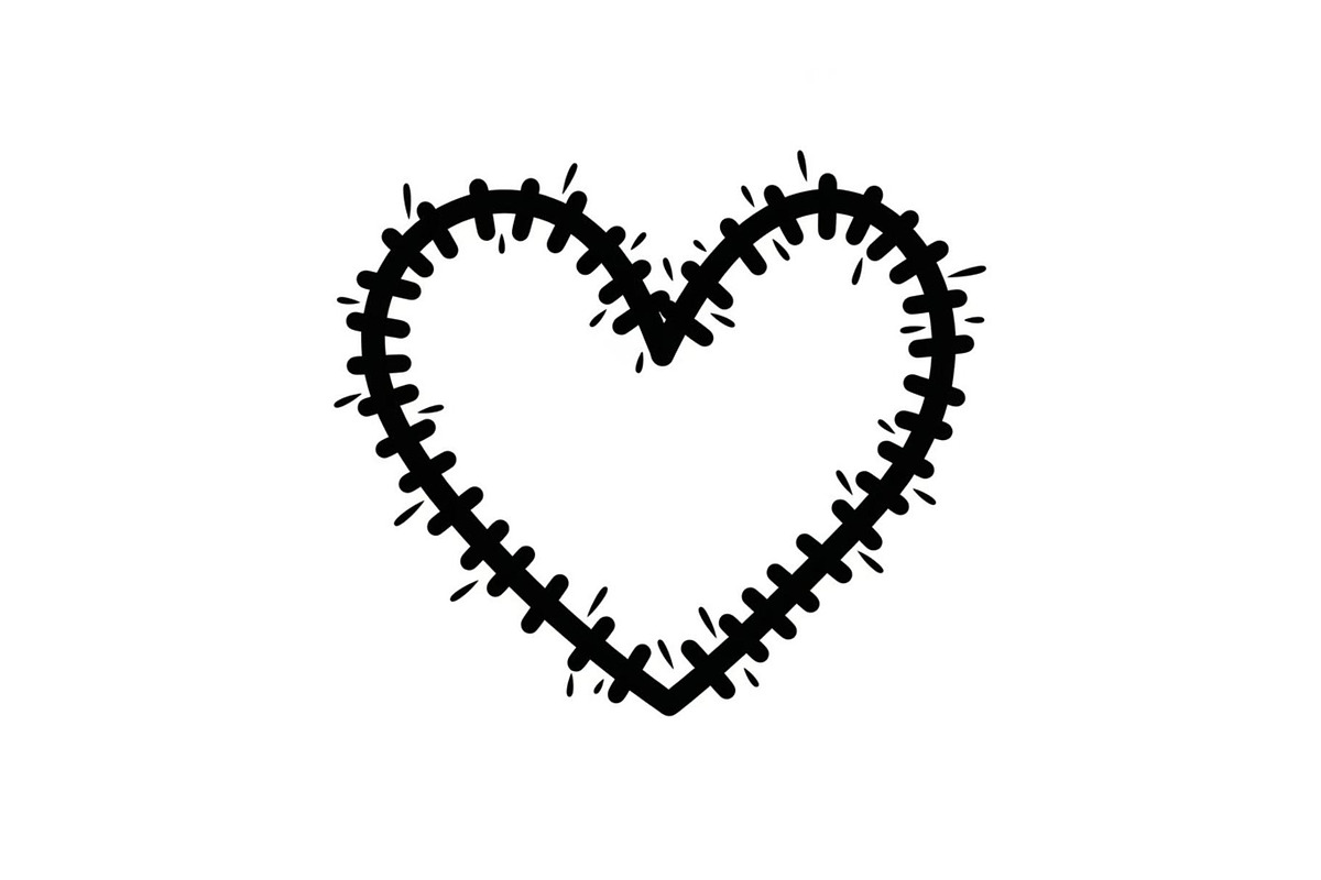 Stitched Heart Silhouette Vector Bun, an Illustration by Designs_River (Photo 15 of 41)