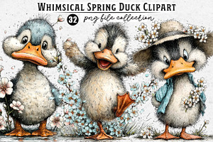 Whimsical Spring Duck Clipart, an Illustration by Dream Creation