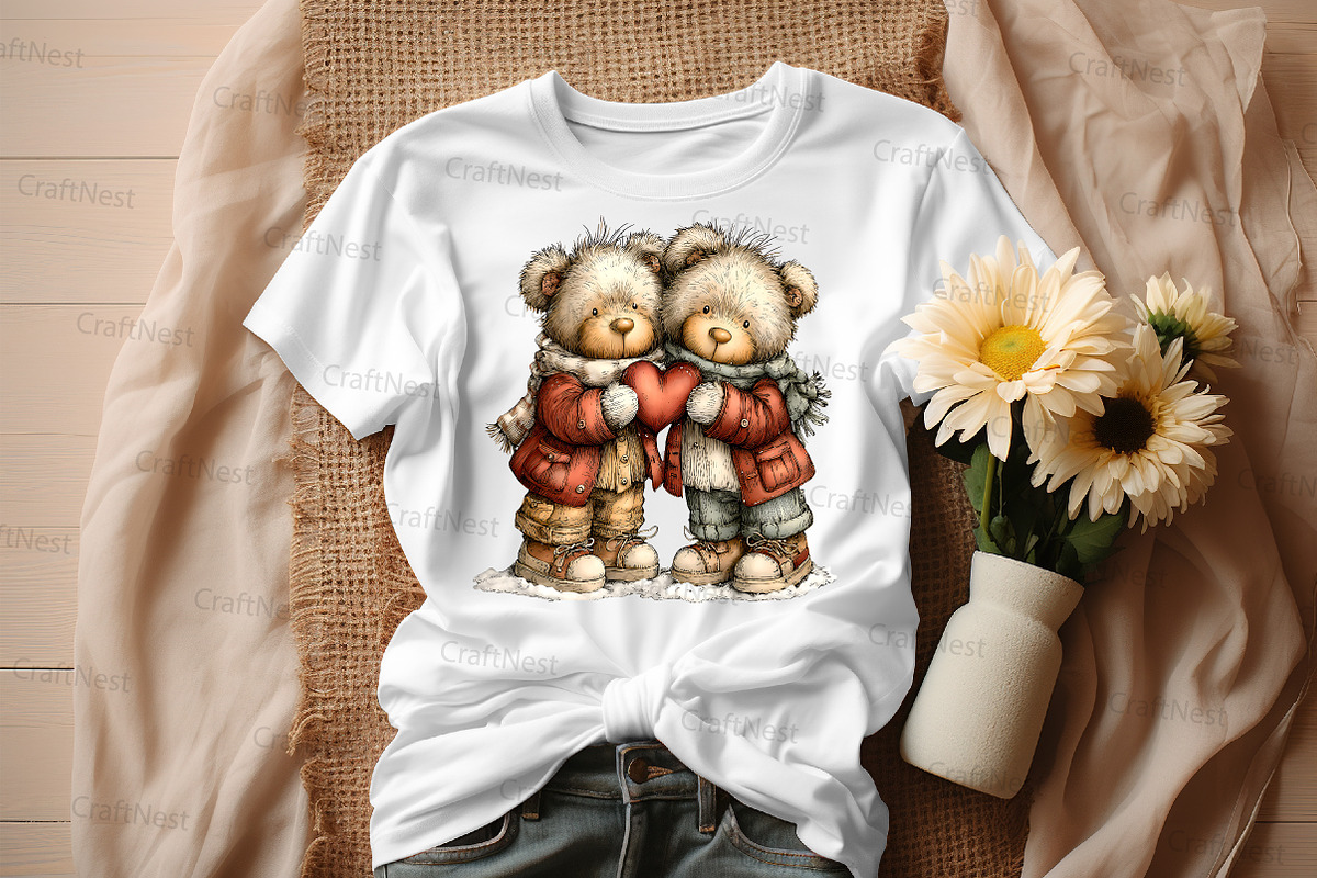 Cute Winter Bear Couple Clipart, an Illustration by Craft Nest (Photo 4 of 9)
