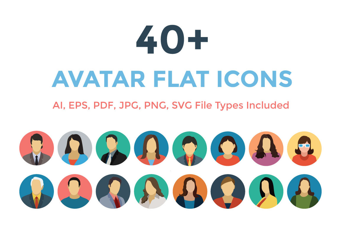 40+ Avatars Flat Icons