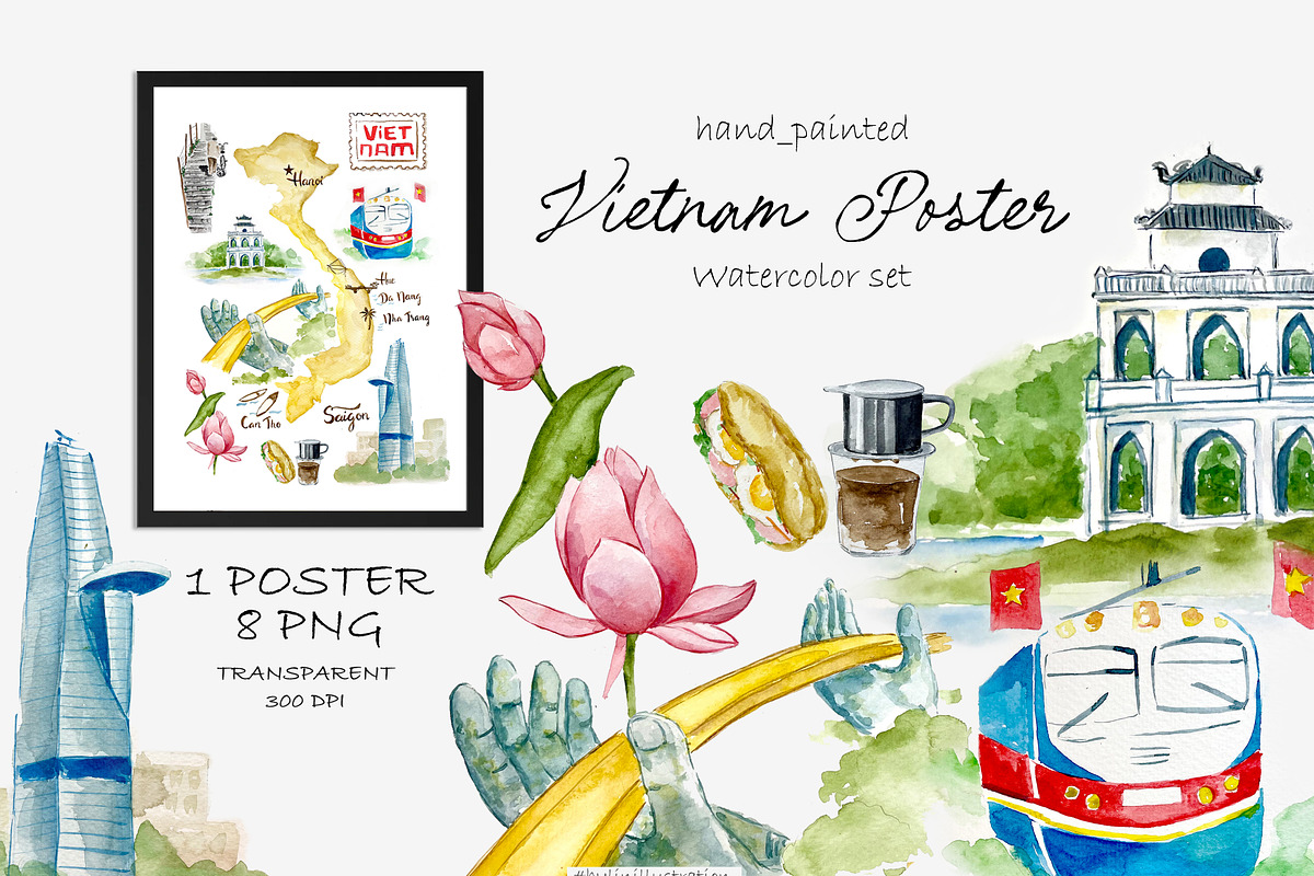 Watercolor - VIETNAM POSTER, a Decorative Illustration by bylin_illustration (Photo 1 of 3)