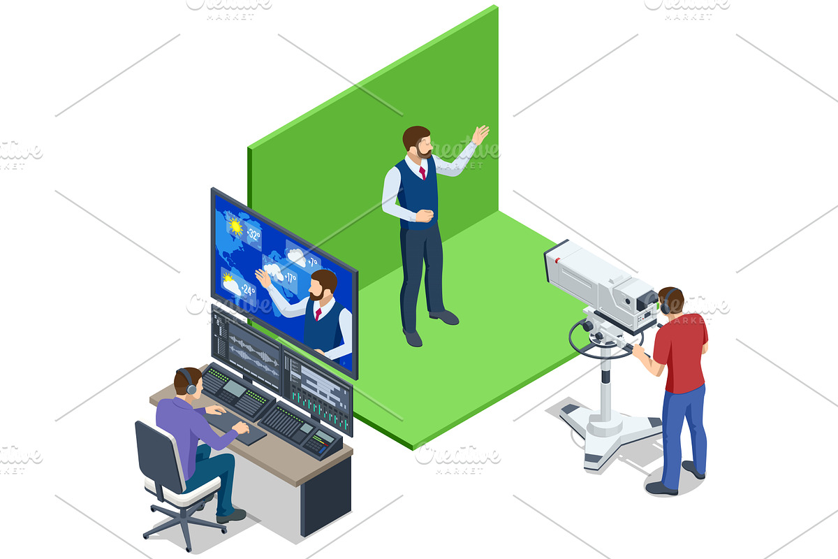 isometric Meteorologist. Young man, a Technology Illustration by Golden Sikorka