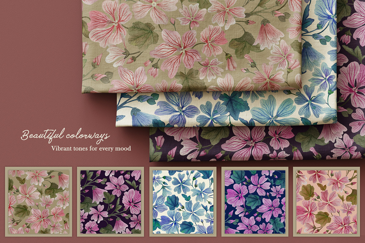 Vintage Mallow Prints & Patterns, a Pattern Graphic by GND ART STUDIO (Photo 2 of 8)