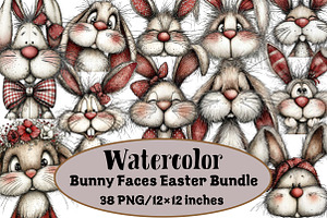 Bunny Faces Easter Bundle, an Illustration by Design Market