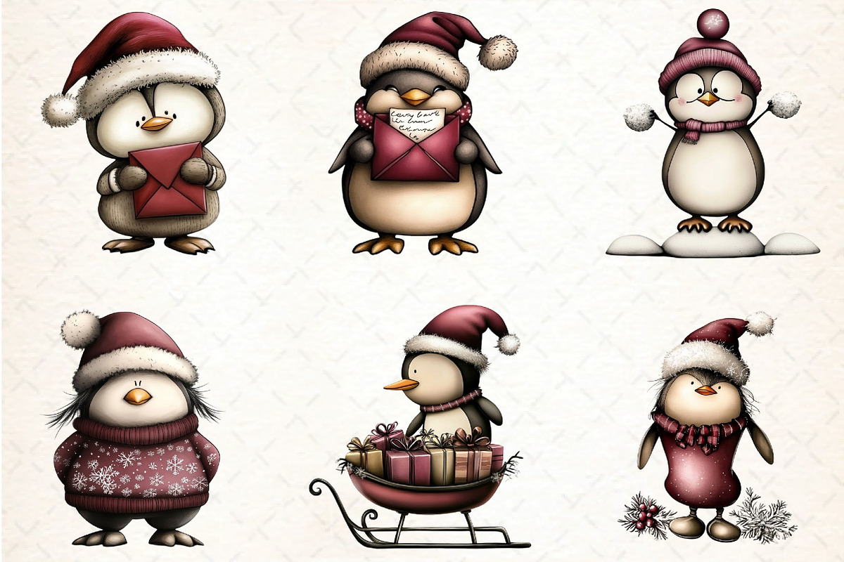 Whimsical Penguin Clipart, an Illustration by DreamCafeArt (Photo 8 of 8)