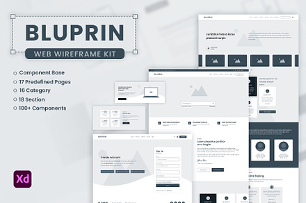 Bluprin – AdobeXD Web Wireframe Kit, a Wireframe Template by UX Dummy
