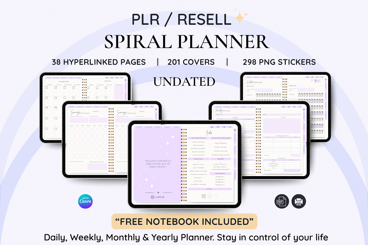 Undated Double-Page Digital Planner, a Templates & Theme by LumusStudio (Photo 1 of 7)