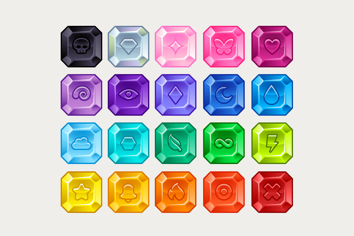 Jewel Game Pieces Set