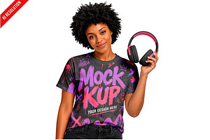T-shirt Headphone Model PSD, a Shirt Mockup by Bruno's Shop