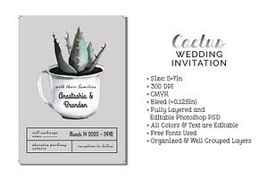 Cactus Wedding Invitation, an Invitation Template by Cyrah's Collection