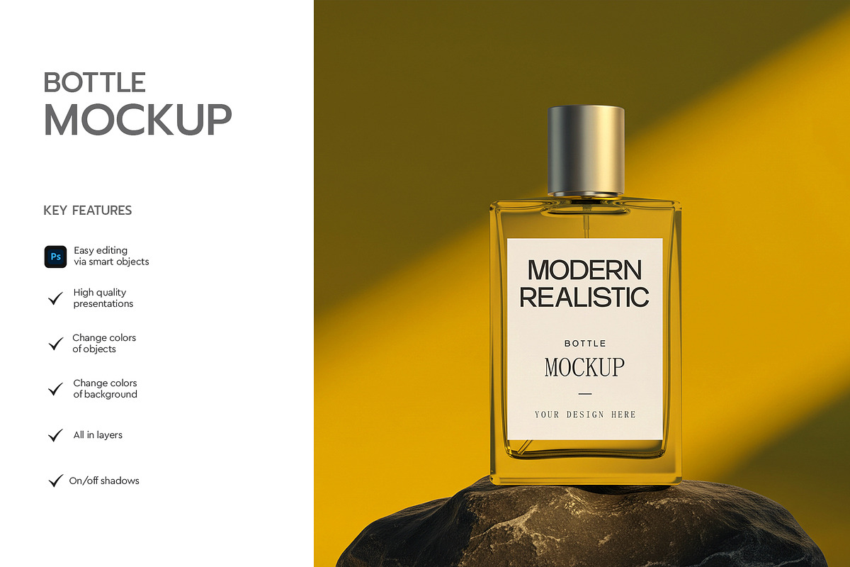 Clear Glass Perfume Bottle Mockup, a Packaging Mockup by graphypix (Photo 2 of 4)
